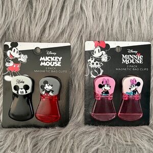 Mickey & Minnie Mouse Magnetic Bag Clips - 2 x 2 Pack (Black, Red, Pink) NWT